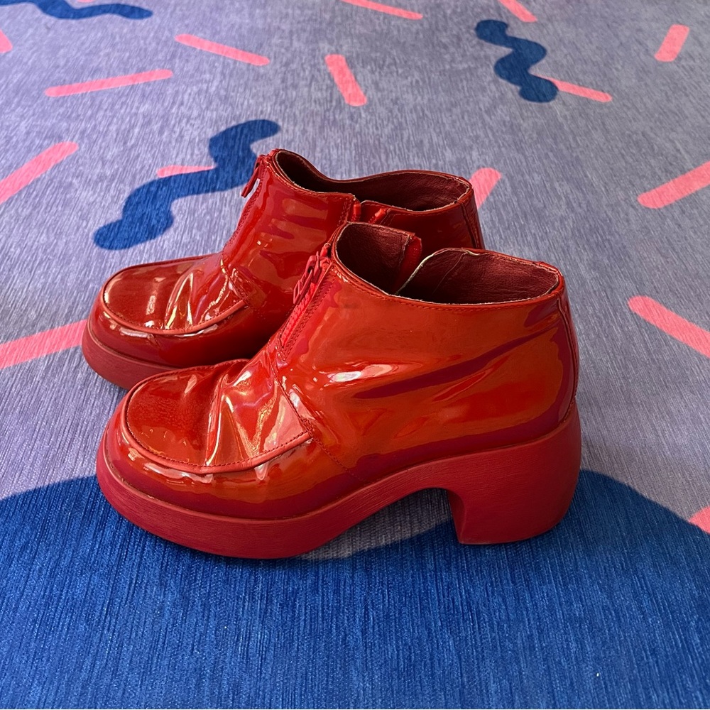 Camper red ankle booties sz 7